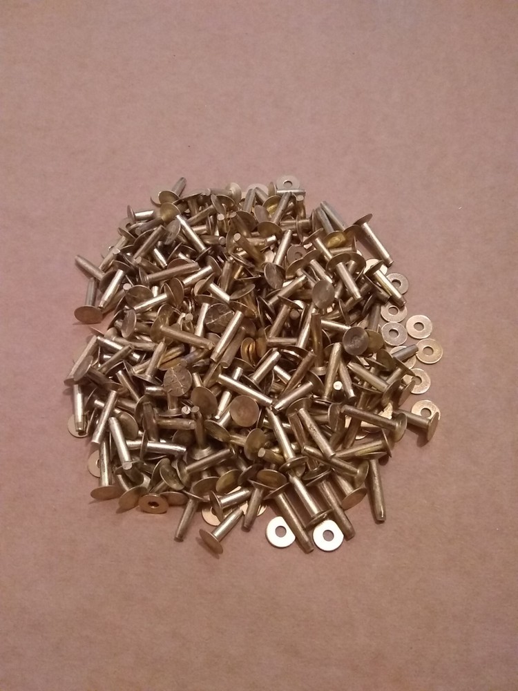 Solid Brass Flat Head Rivets & Burrs 12 Gauge Assorted (1 Pound) SCA