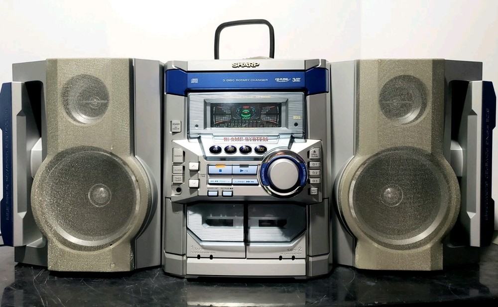 SHARP Mini Component Shelf System - CD-BA300 - Tested, Dual Sided Speakers, READ