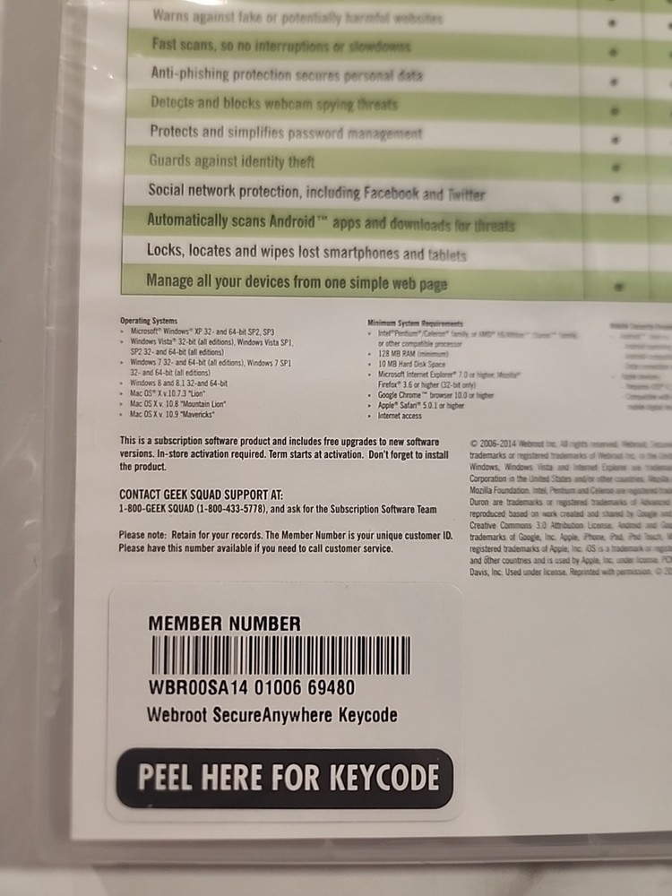 Webroot Secure Anywhere Internet Security 3 Devices Still Sealed
