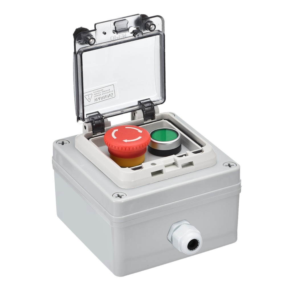 IP67 Push Button Box ABS Green Button E Stop Button Electrical Fire Equipment