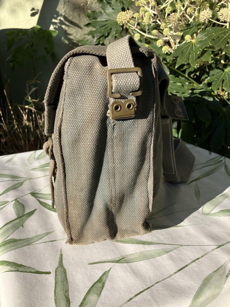 British RAF 37 Pattern Small Pack & Shoulder Strap Satchel Bag Grey Webbing 1952