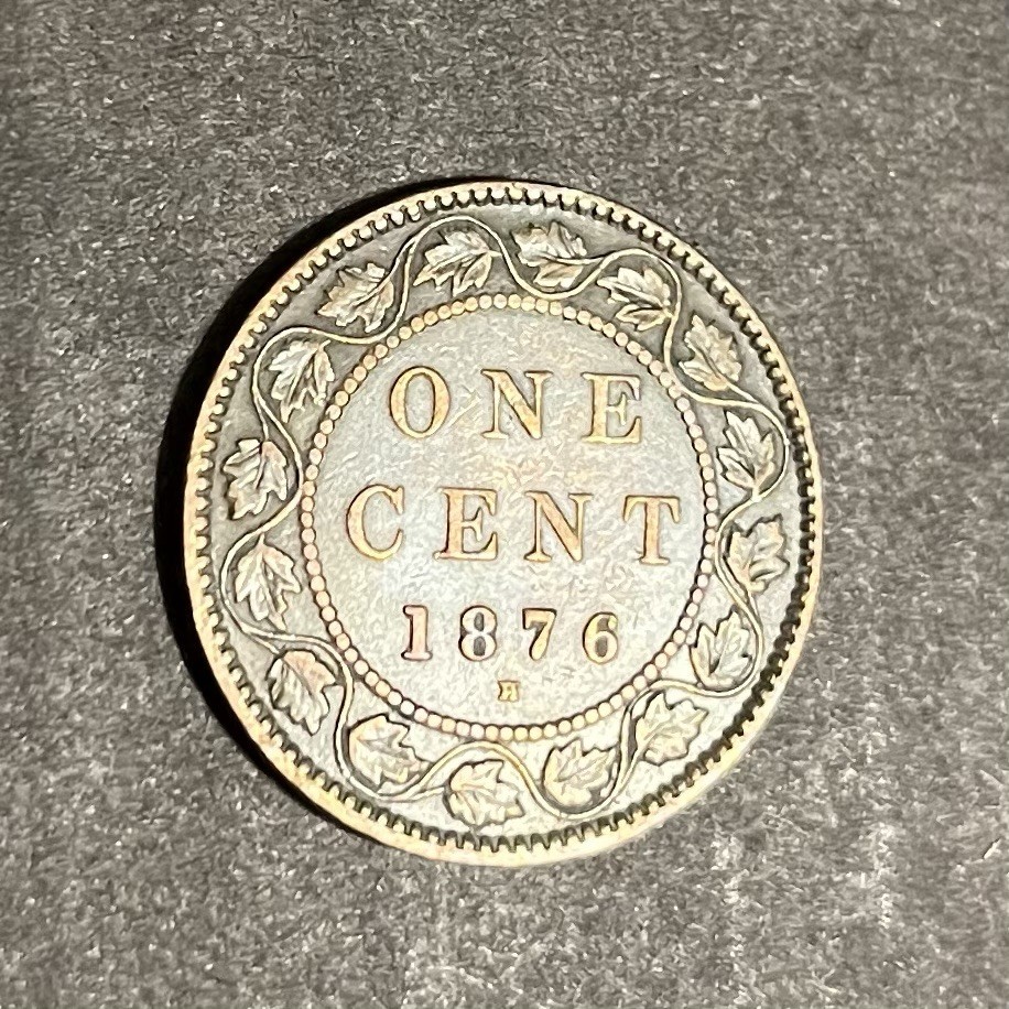 1876-H Canada One Cent Nice Original RD / BN Uncirculated Luster KM-7