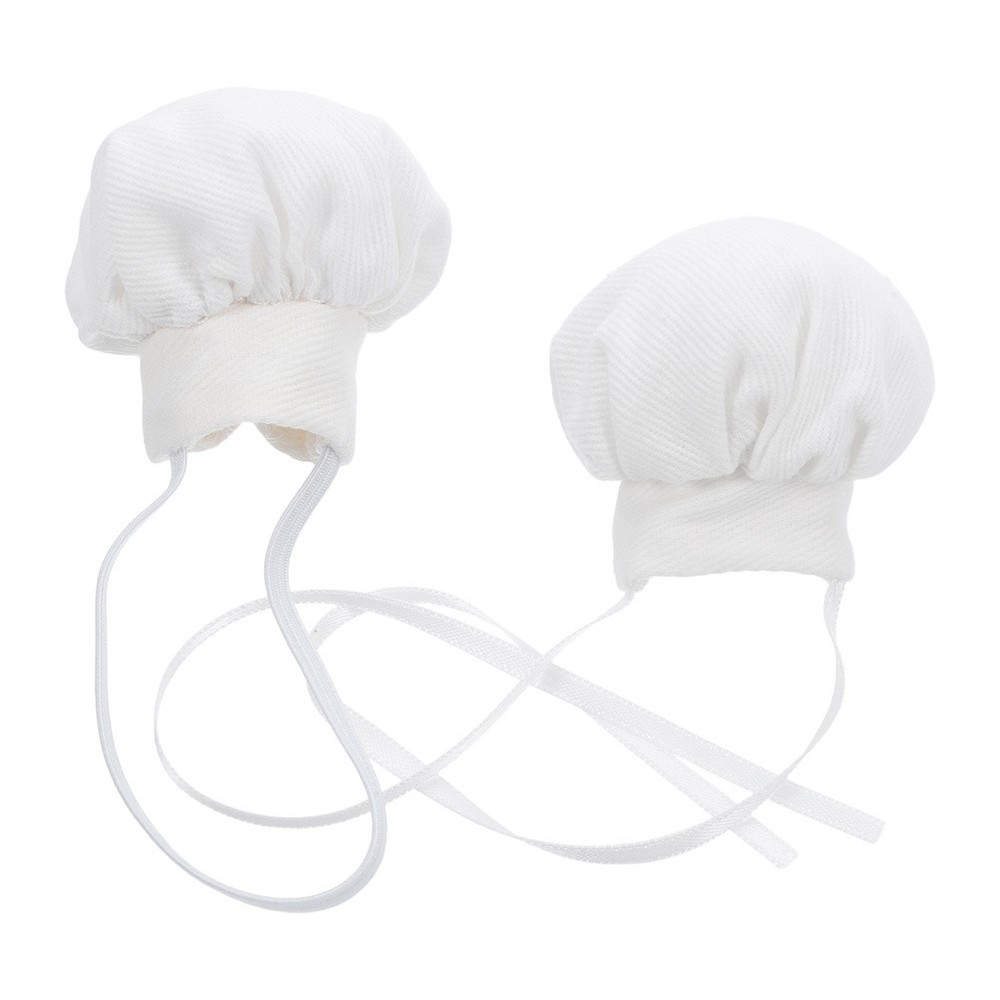 2pcs Doll Chef Hat: Mini White Cooking Caps With Different Style - Small