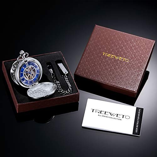 Pocket Watch - Smooth Double Case Series Skeleton Dial Delicate silver
