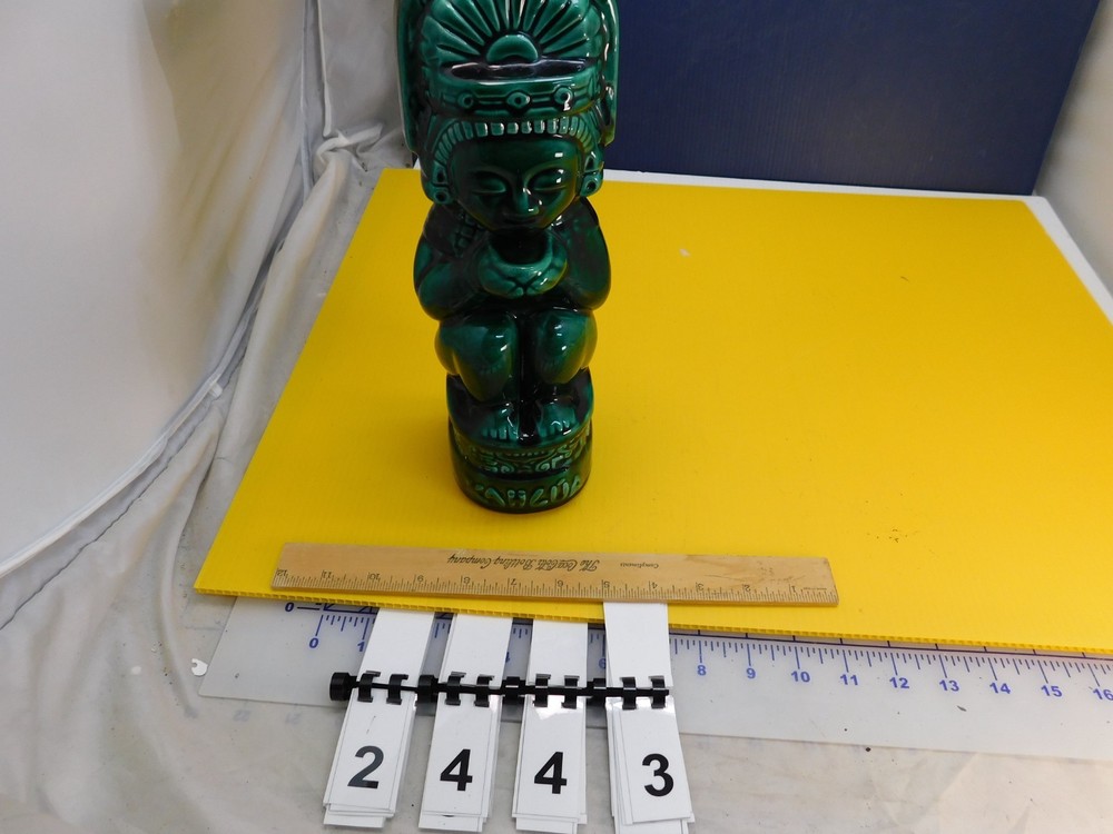 Vintage Kahlua Aztec ,Mayan, Tiki, Ceramic Bottle/ Decanter, Empty, 11.5"