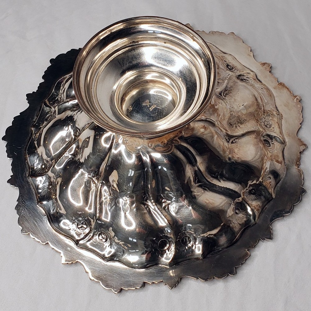 Silver Mounts Menorah Hallmark Silver Plated Serving Bowl 10”