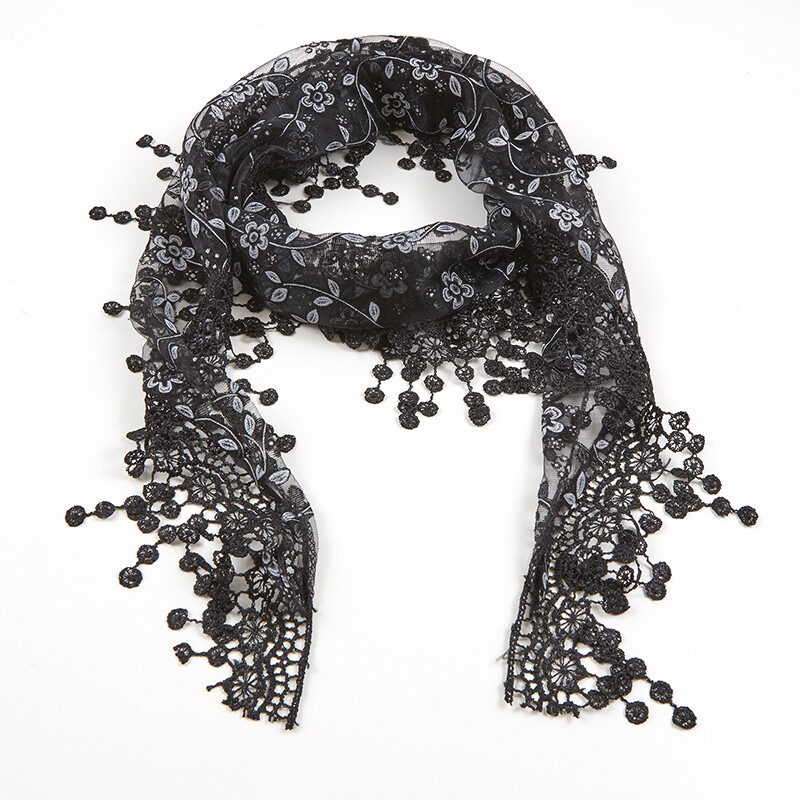 Chapel Veil with Tassels - Black