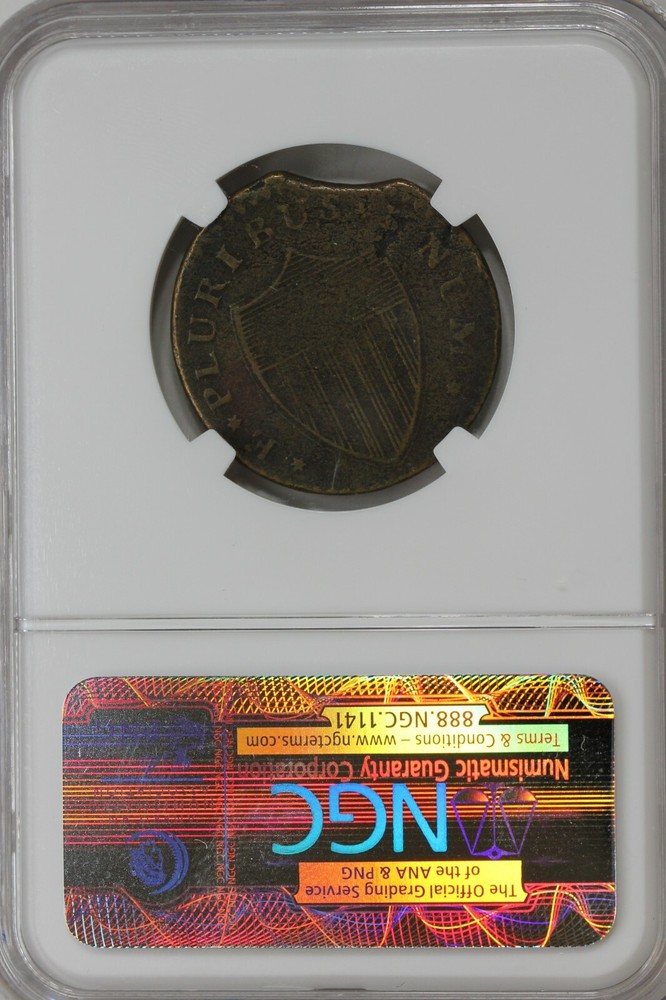 1787 NGC VF DETAILS NEW JERSEY: SM PLAN PL SHIELD ENVIRONMENTAL DAMAGE