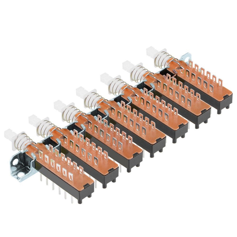 Interlock Push Button Switch Piano Type 4PDT 12 Pin 7 Row