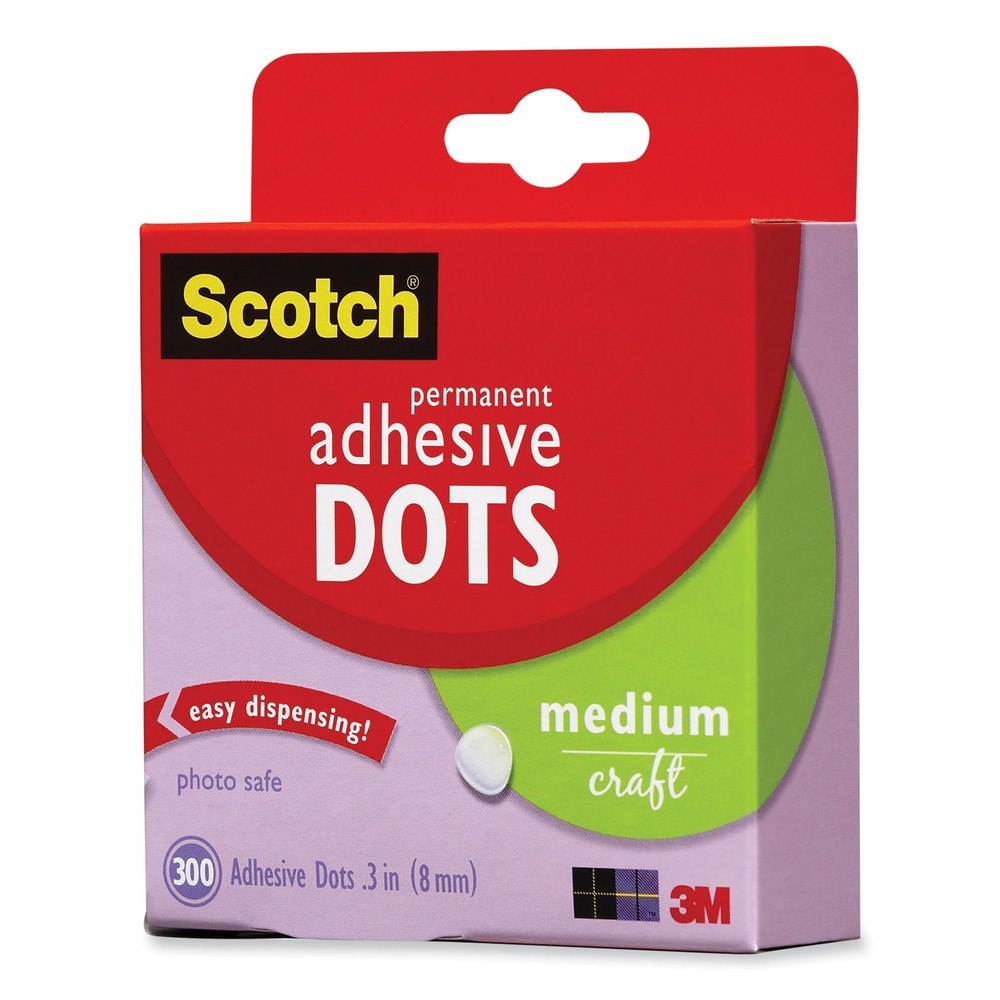 Scotch Permanent Adhesive Dots Medium Craft .3" 300/Pkg