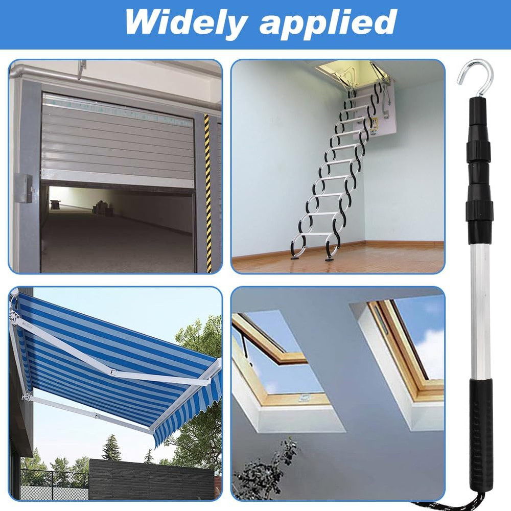 Telescopic Attic Ladder Pull Rod with D-Ring & Rope Access System Kit