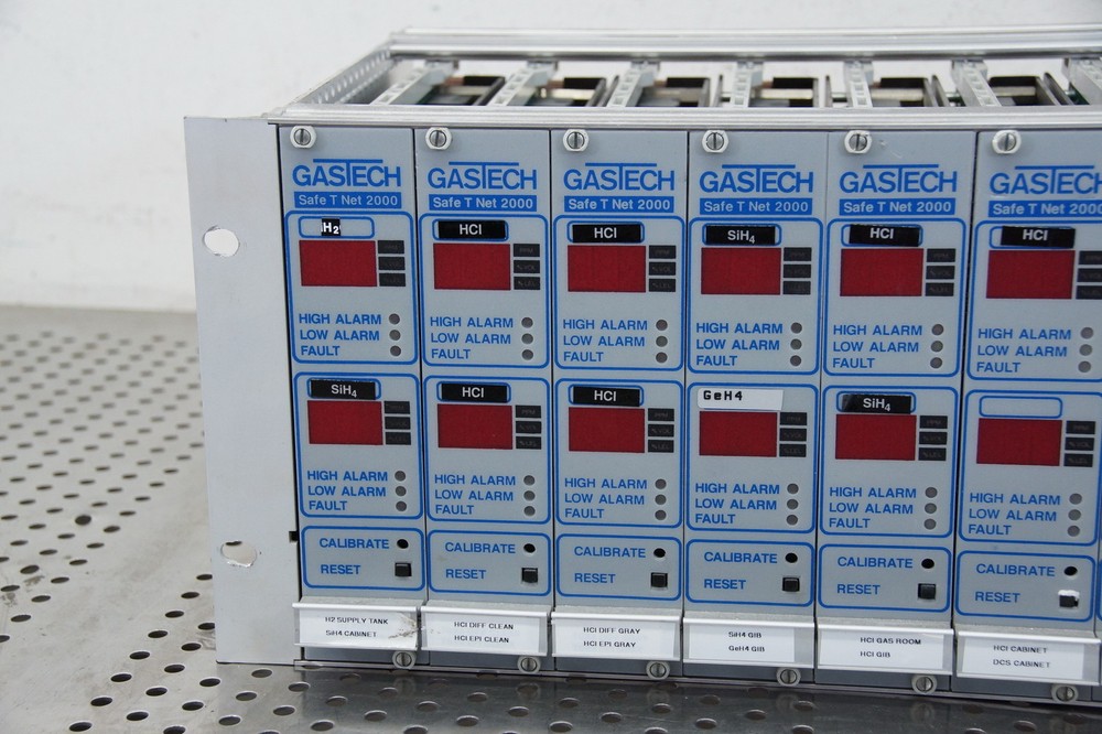 Gastech Safe T Net 2000 gasmonitor on rack (Qty 9) analyzer controller