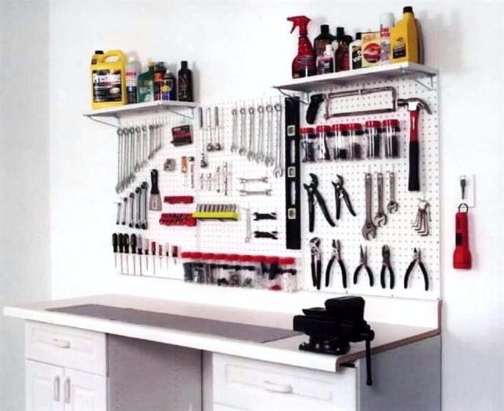 Pegboard Garage Tool & Storage Kit With Locking Peg Hooks - 72" Wide Tuff Poly !