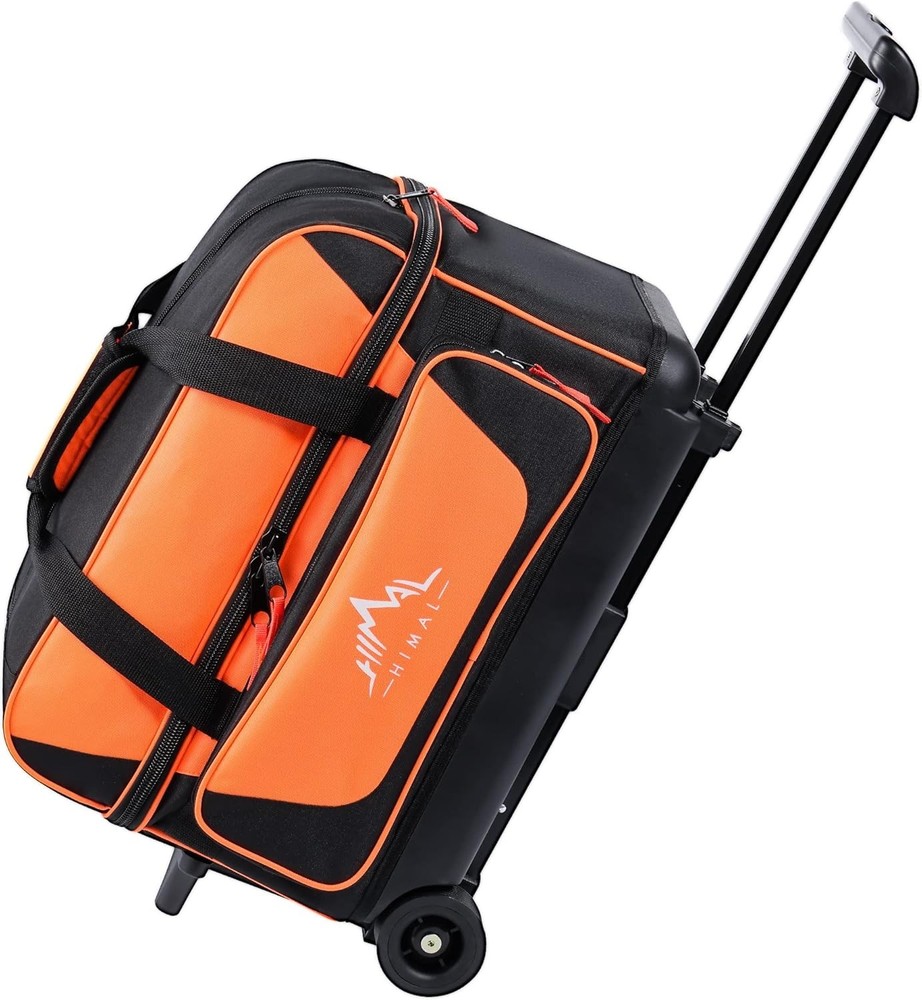 Double Roller 2 Ball Bowling Bag with Shoe Compartment and Retractable Handle
