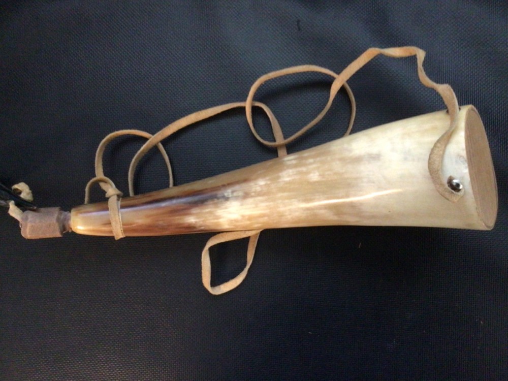 Gun Powder Horn Muzzleloader Reenactment Mountain Man Rendezvous Ammo 12" Long