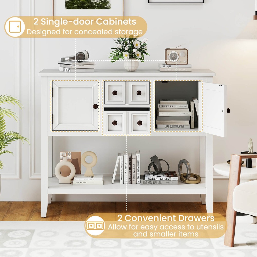 Buffet Sideboard Cabinet Entryway Console Table with 2 Doors and 2 Drawers