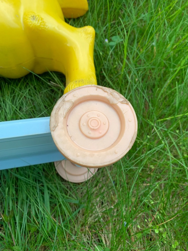 vintage lamb pull toy, hard plastic, 1950s Knickerbocker, head bobs