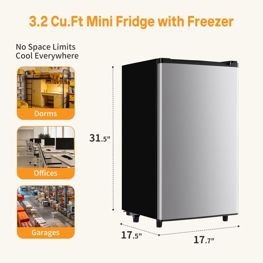 Mini Fridge with Freezer, 3.2 Cu.Ft Mini Refrigerators, Small Beverage Fridge...