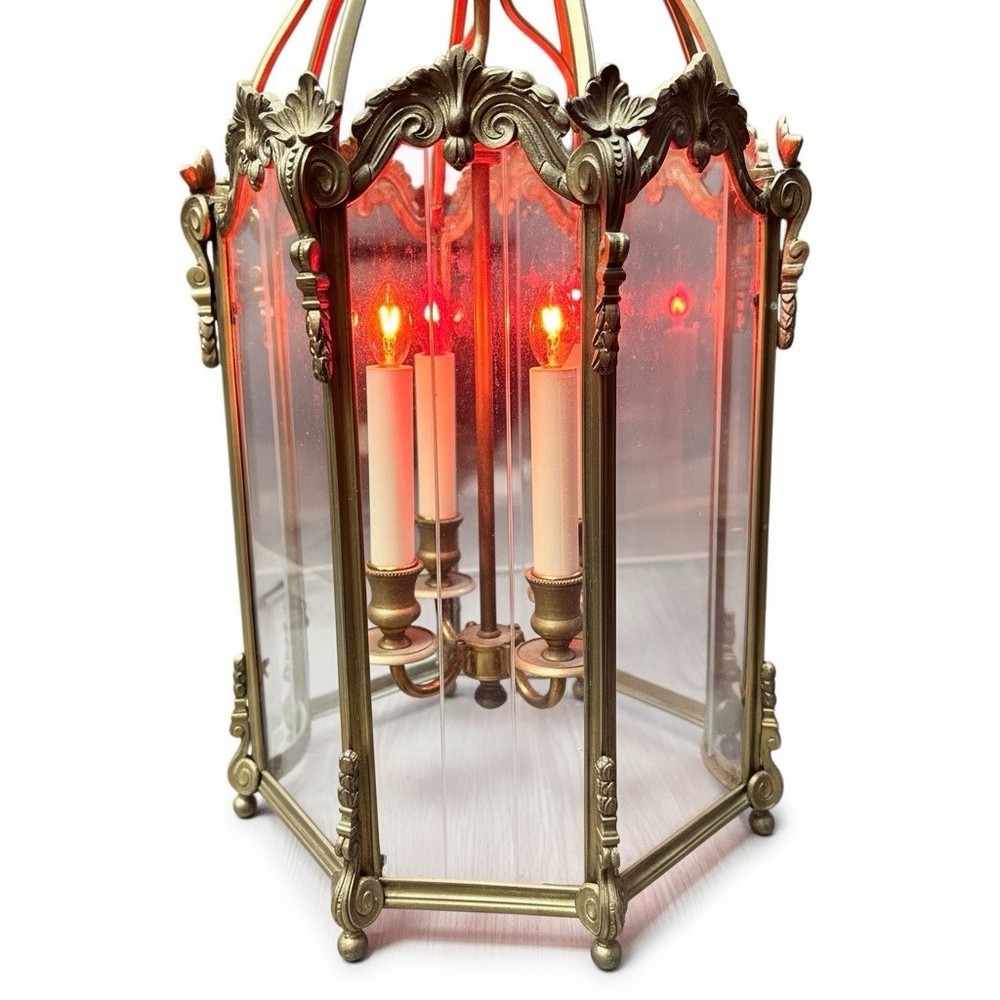English Gilded Bronze Four Light Antique Lantern