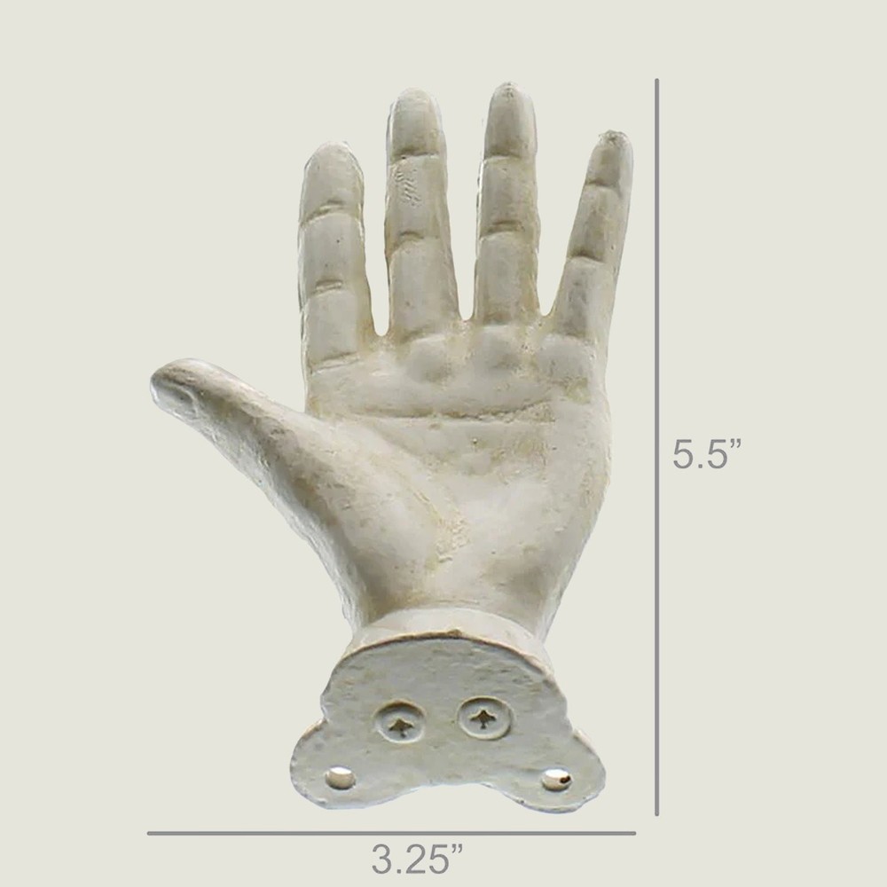 White Cast Iron Hand Set, Oddities Decor, Wall Hanging Hooks