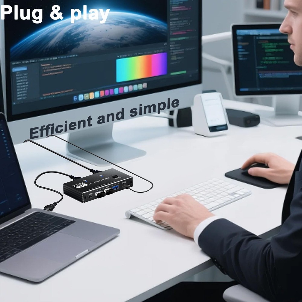 USB Switcher 2 Computers Sharing - 5Gbps USB 3.0 Switch Share 4 Port Devices,...