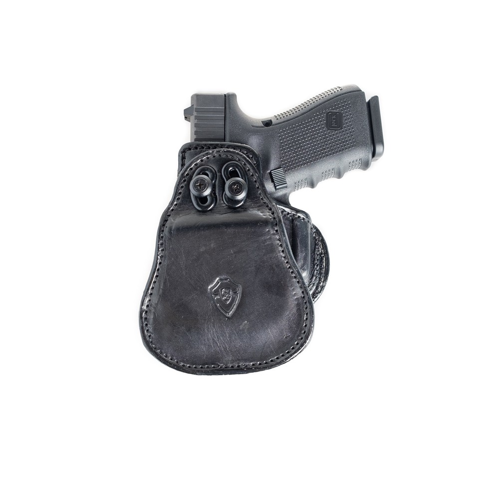 PADDLE LEATHER HOLSTER FOR RUGER P85. OWB PADDLE ADJUSTABLE CANT.