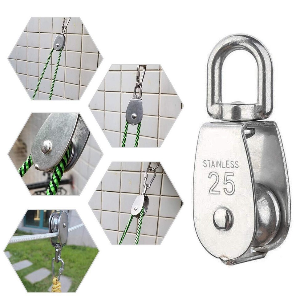 Rocaris 6 Pack M25 Lifting Single Pulley Roller Loading 330Ibs, 304 Stainless...