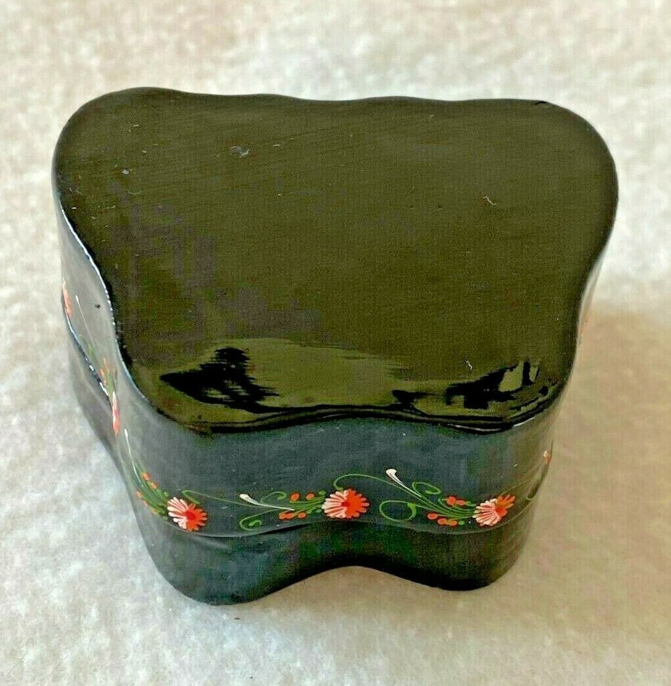 Hand Painted Black Lacquer Butterfly Box