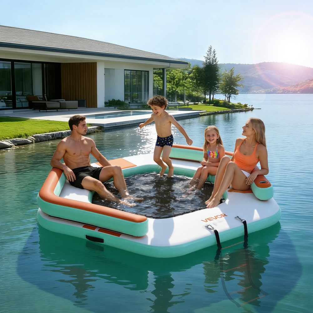 Inflatable Floating Dock 8.5x8.5FT Water Platform w/Ladder Bag
