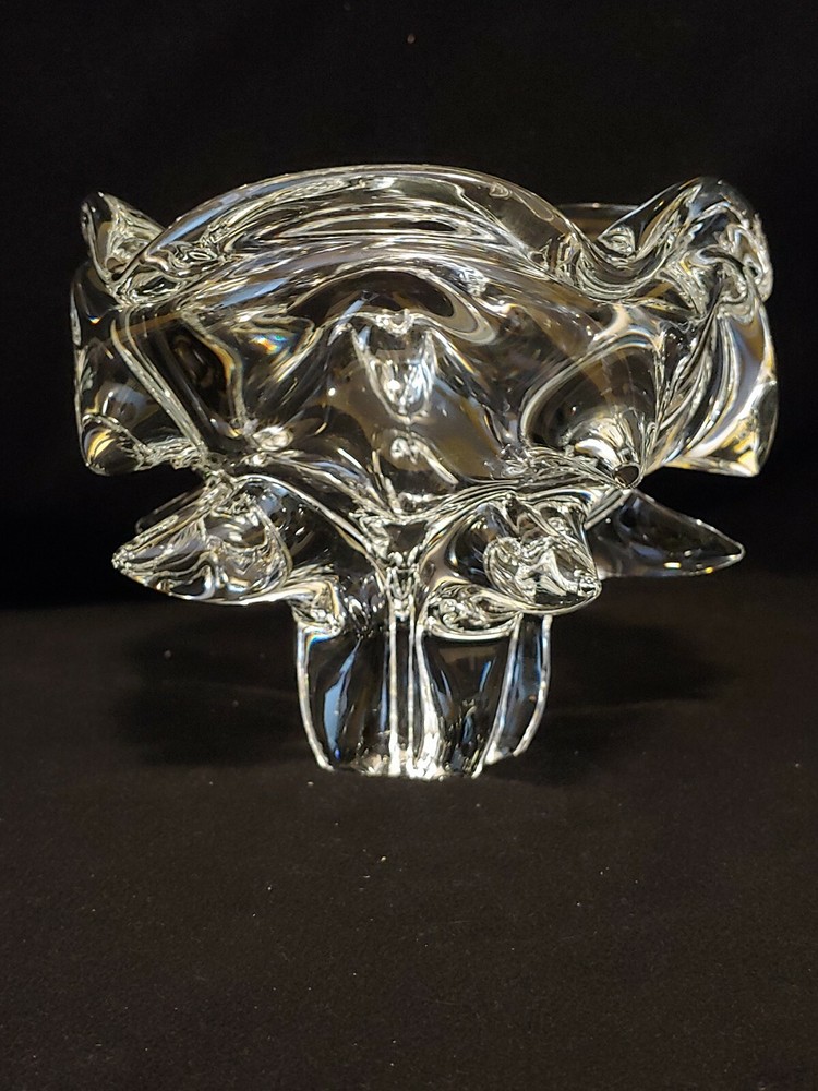 Heavy Glass Crystal Decorative Ashtray With Pedestal