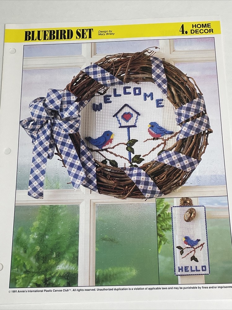 Bluebird Set Welcome Sign Annie's Plastic Canvas Pattern