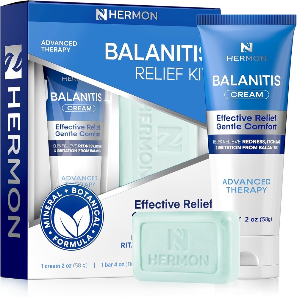 Balanitis Treatment for Men - Relieves Redness & Itching - Cream & Soap 2-Pc Kit