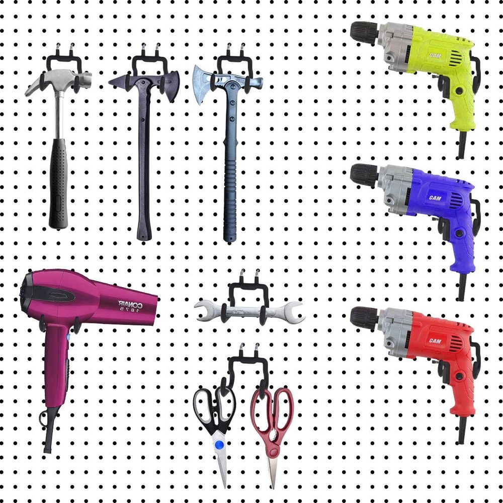 6PCS Pegboard Drill Holder Pegboard Hooks Pegboard Accessories for Tool,Acces...