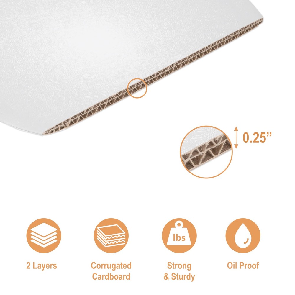 BOARDS+ Thin Cake Drum 8 Inch 10 Pack | 0.25" Thick Rounds | Sturdy Seamless ...