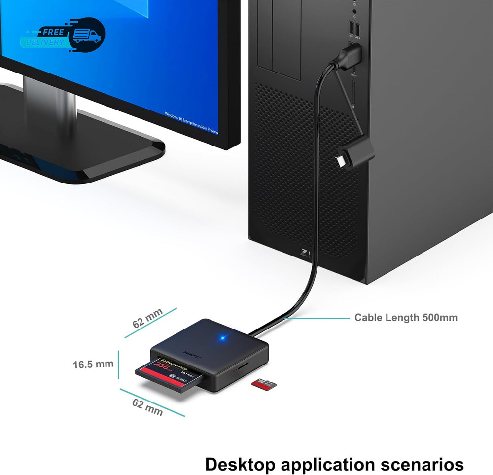 Memory Card Reader 4In1 USB 3.0 and USB-C to SD Micro SD MS CF Card Reader