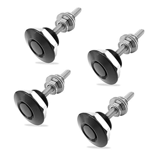 Quick Latch Aluminum Hood Pins - 4 Pack, Universal Push Button Bumper, 1.25