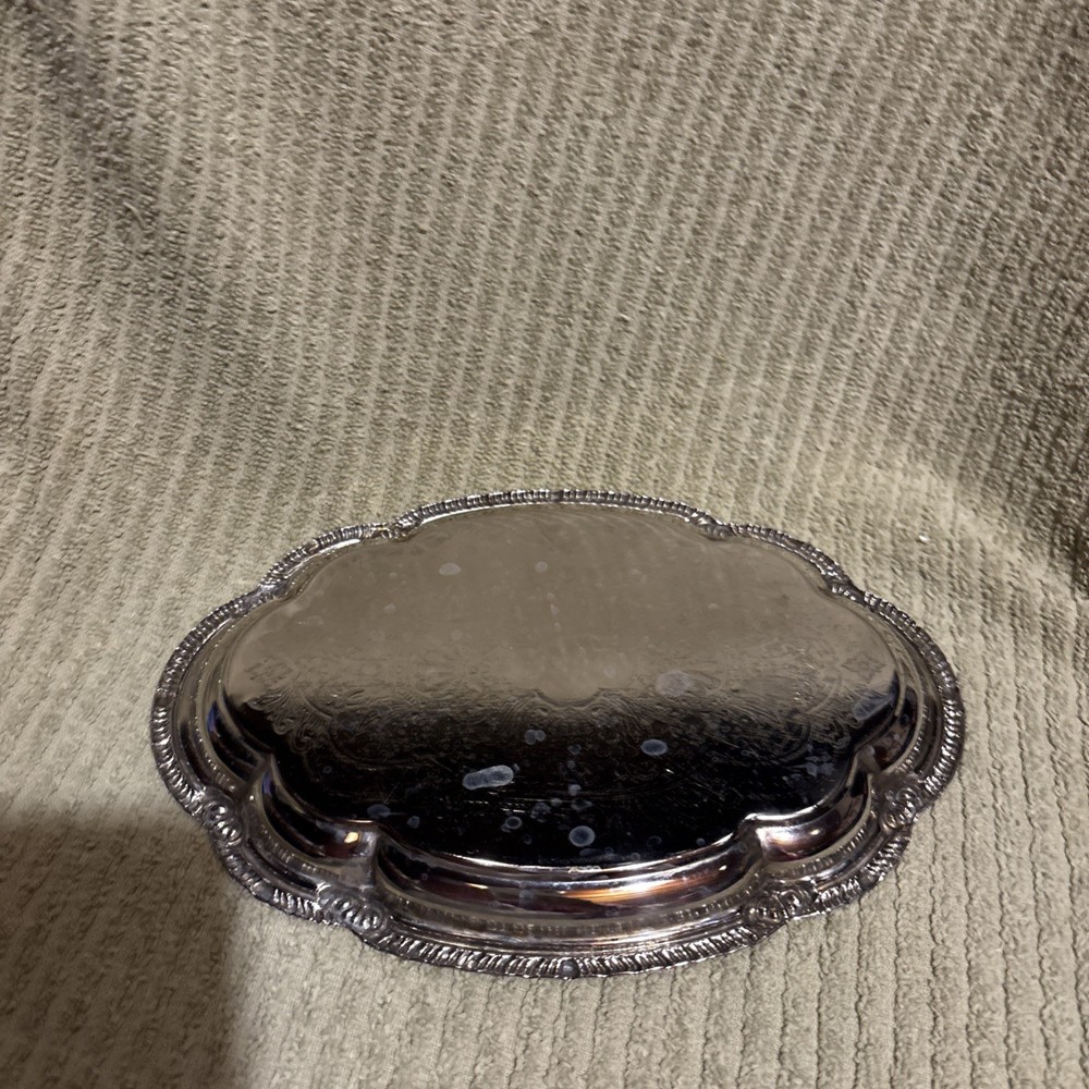 Vintage Oval Ornate Etched Small Serving Platter
