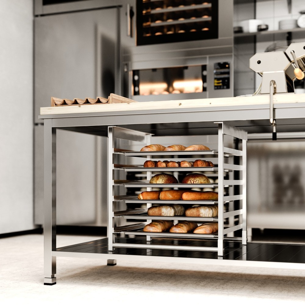 Under Table-Mounted Aluminum 6 Tier Sheet Pan / Bun Pan Rack. NSF