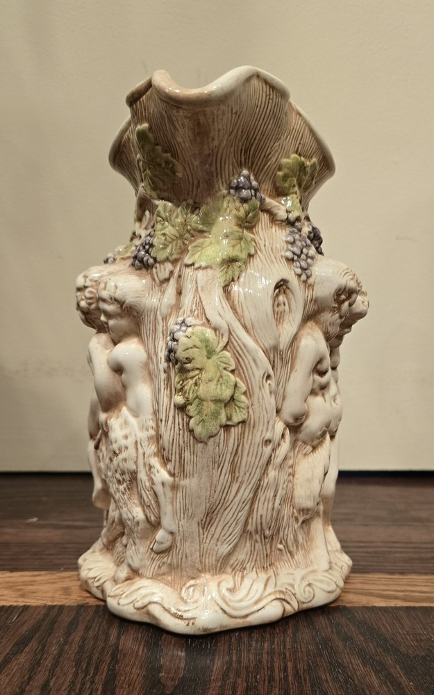 Vintage Ceramic Water Pitcher Mother 3D Cherubs