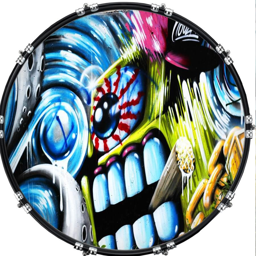 20" Custom Bass Kick Drum Front Head Graphic Graphical Graffiti 3