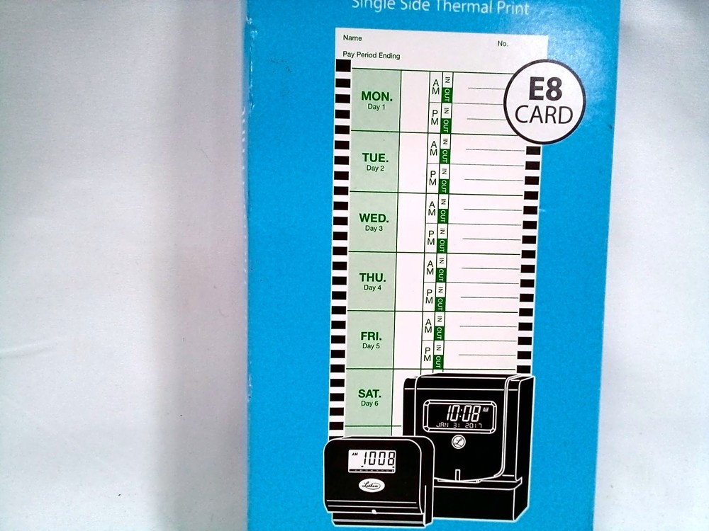 Lathem E8-100 Time Cards 100-Pack Thermal Single Sided