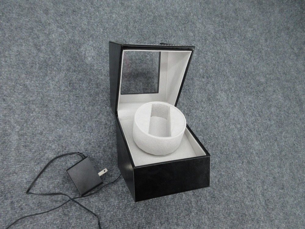 Automatic Watch Winder Box Black Leatherette Window AC Adapter Battery Single