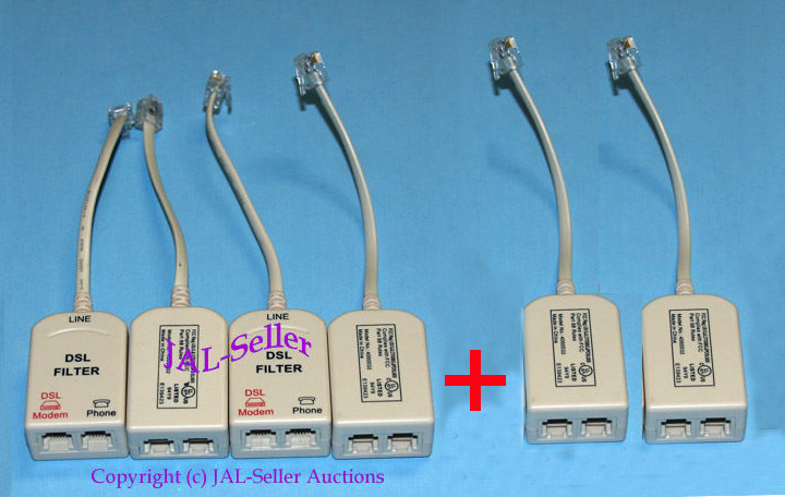 (6) Total Filters - DSL / U-Verse InLine Noise Eliminator filter kit 6 Pack Set