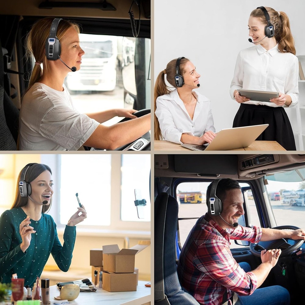 Trucker Wireless Mic Blue Parrot Bluetooth Noise Cancelling Headset Earpiece