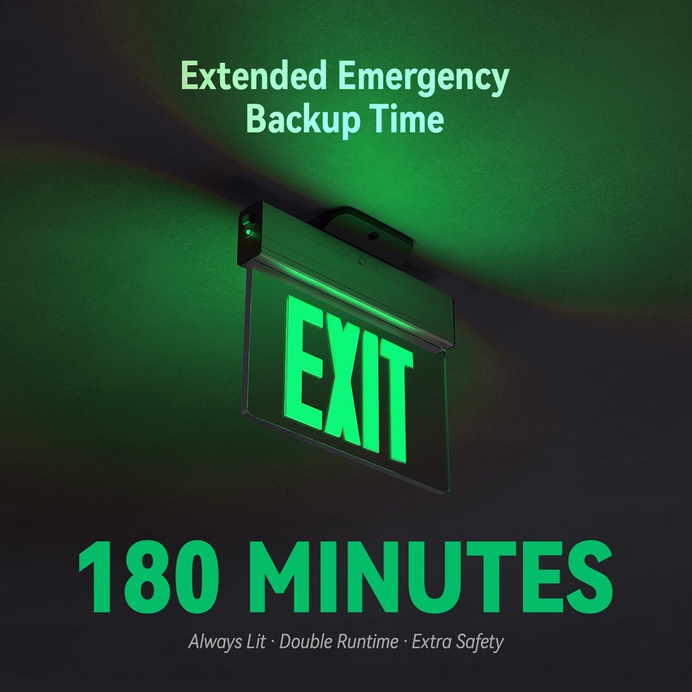 2 Pack LED Exit Sign, Aluminum Housing Acrylic Panel Emergency Light, Green