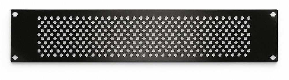 2U Vented Rack Panel – Black Chrome – 19” Steel Perforated Cover