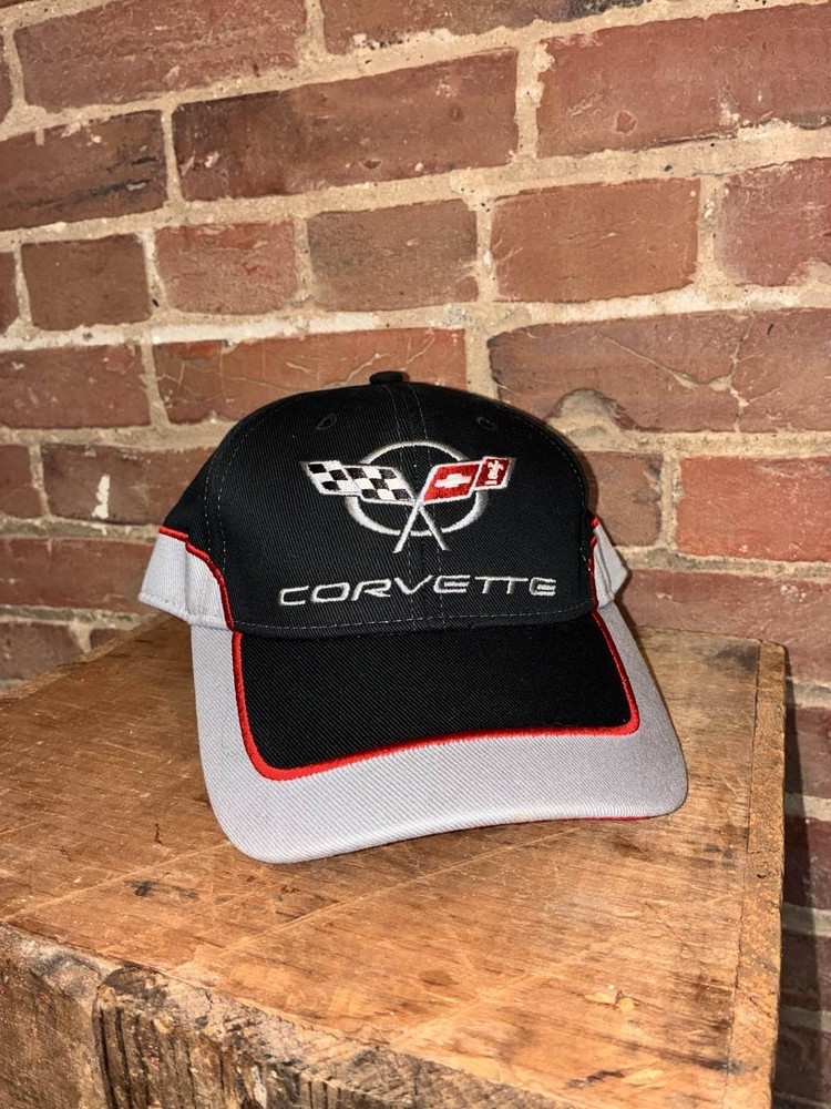 Corvette C5 Logo Cap Black Gray Red Adjustable Baseball