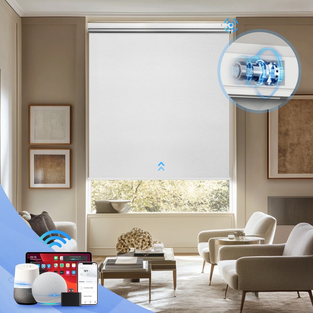Motorized Roller Blinds with Remote Control【Solar Panel Included】 total blackout