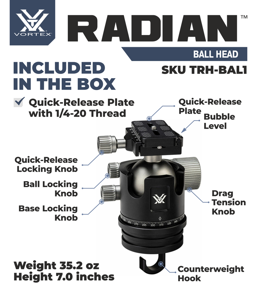 Vortex Optics Radian Ball Head with Free Hat Bundle
