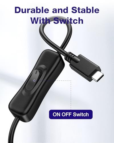 USB Type-C On Off Switch Cable [3.3ft], USB 3.1 C to C Cable with Switch Black